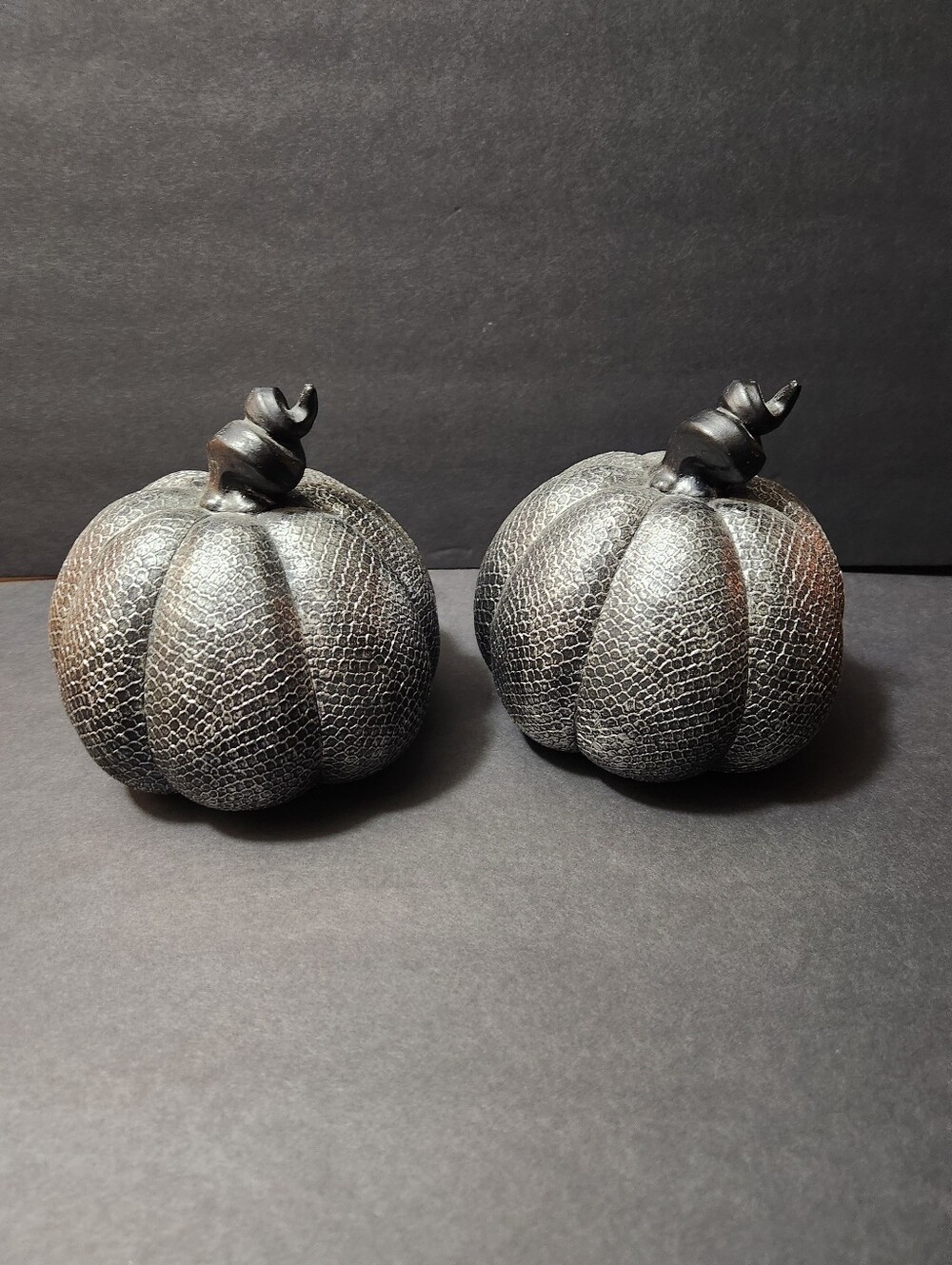 Two Black/Silver Snakeskin Pumpkin Set
